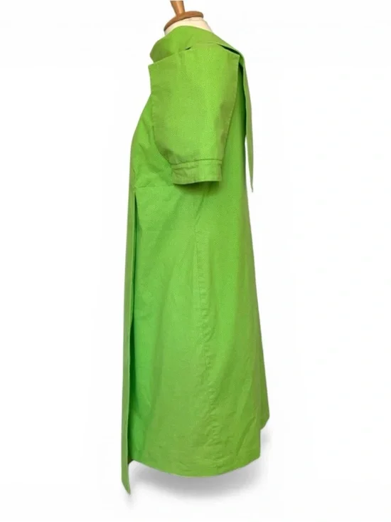 Handmade Architectural Lime Green Cotton Shift Dress - Avant Garde Mini - Picture 8 of 12